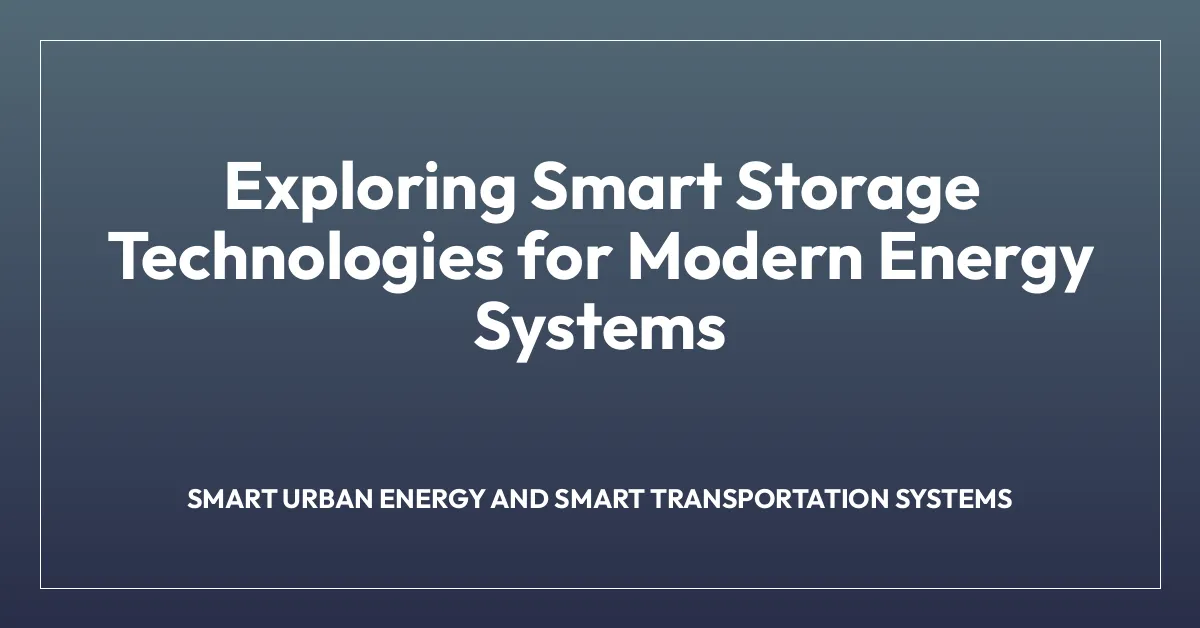 Exploring Smart Storage Technologies for Modern Energy Systems